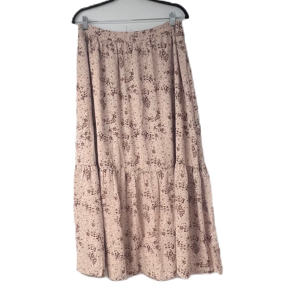 NWT Society 22 Woman's Chiffon floral button down tiered aline midi sz l skirt - Picture 2 of 7